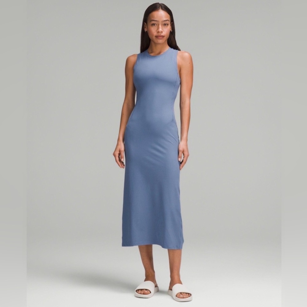 Lululemon All Aligned Ribbed Midi Dress in Oasis Blue